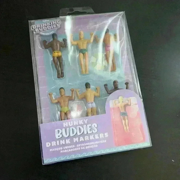 Hunky Buddies Drink Markers Party Companions 6pk Brand New Wingmen Beverage - Picture 2 of 5